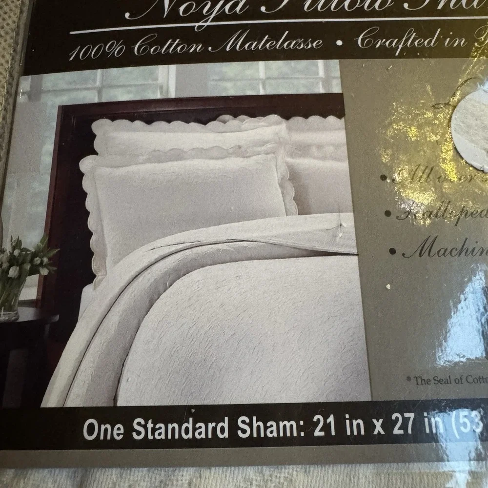 Lamont Home Noya Standard‎ Pillow Shams Ivory Set of 2 100% Cotton Matelasse NOS